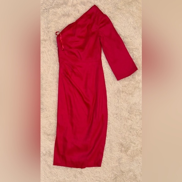 NWOT Veronica Beard Patsy Linen one shoulder pink midi Dress sz 0 - Picture 8 of 10